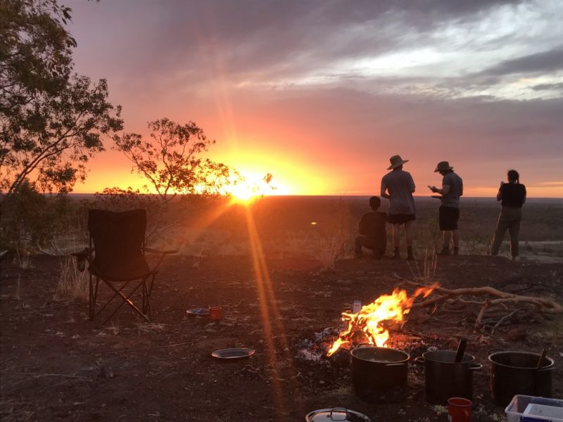 Camping at sunset