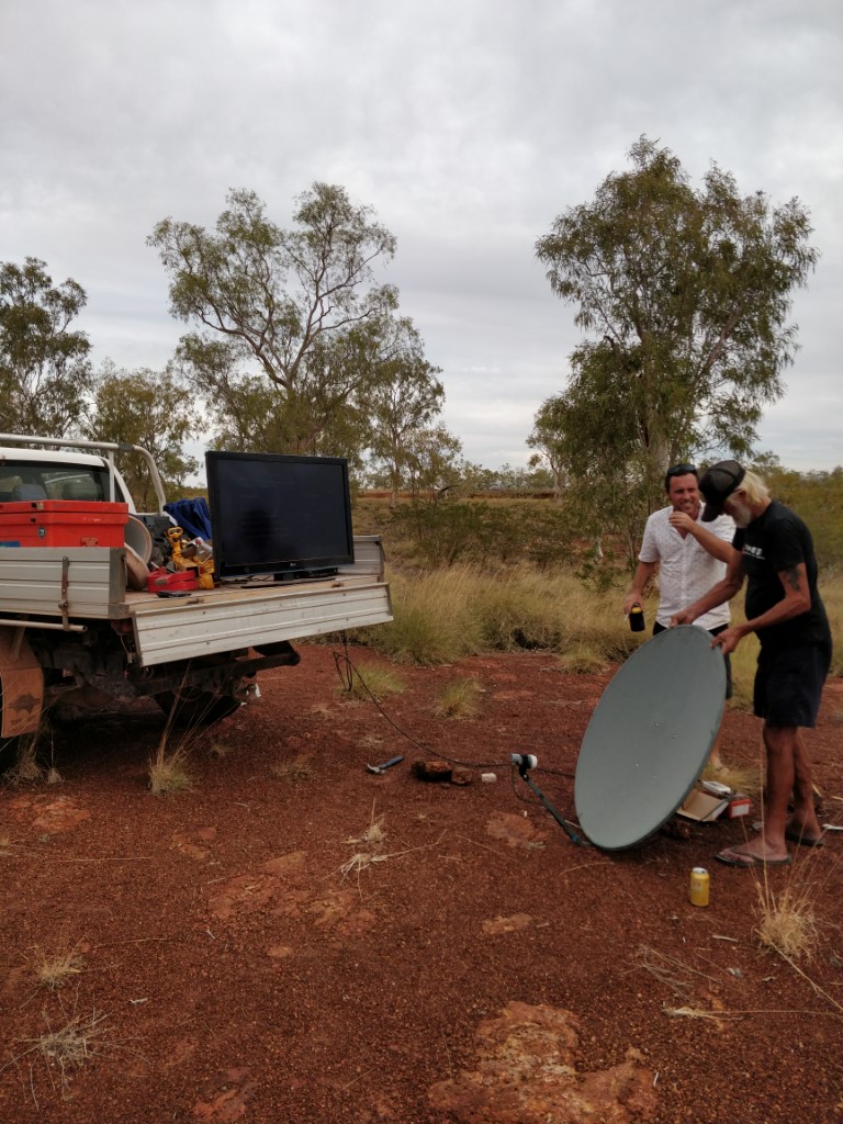 Satellite dish and tv on a ute